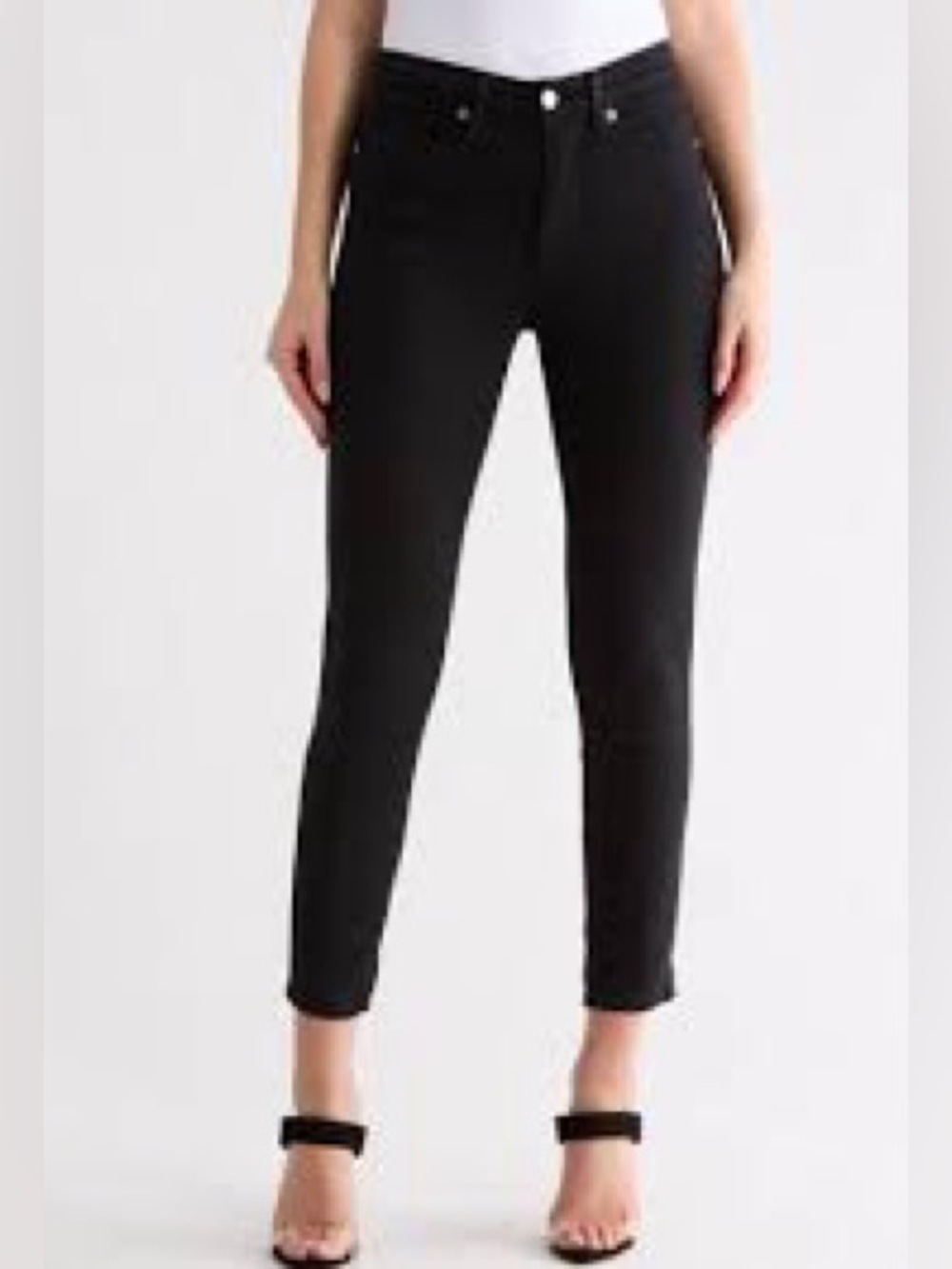 Good American Good Legs Cropped Black High-Rise Skinny Jeans, Sz 0/25